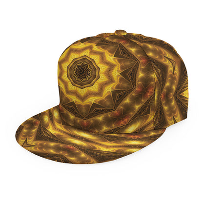 Golden Kaleidoscope Print Snapback Cap