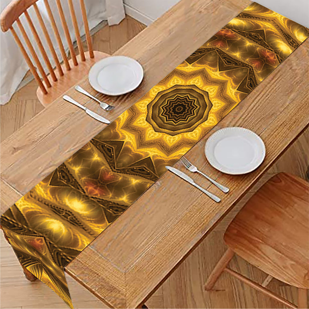 Golden Kaleidoscope Print Table Runner