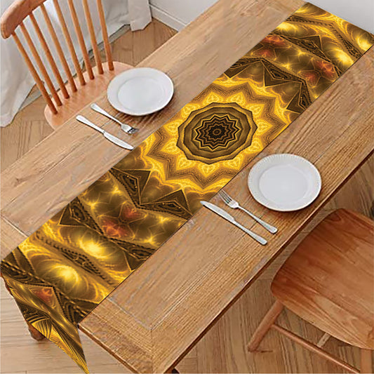 Golden Kaleidoscope Print Table Runner
