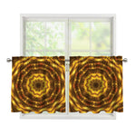 Golden Kaleidoscope Print Tier Curtains