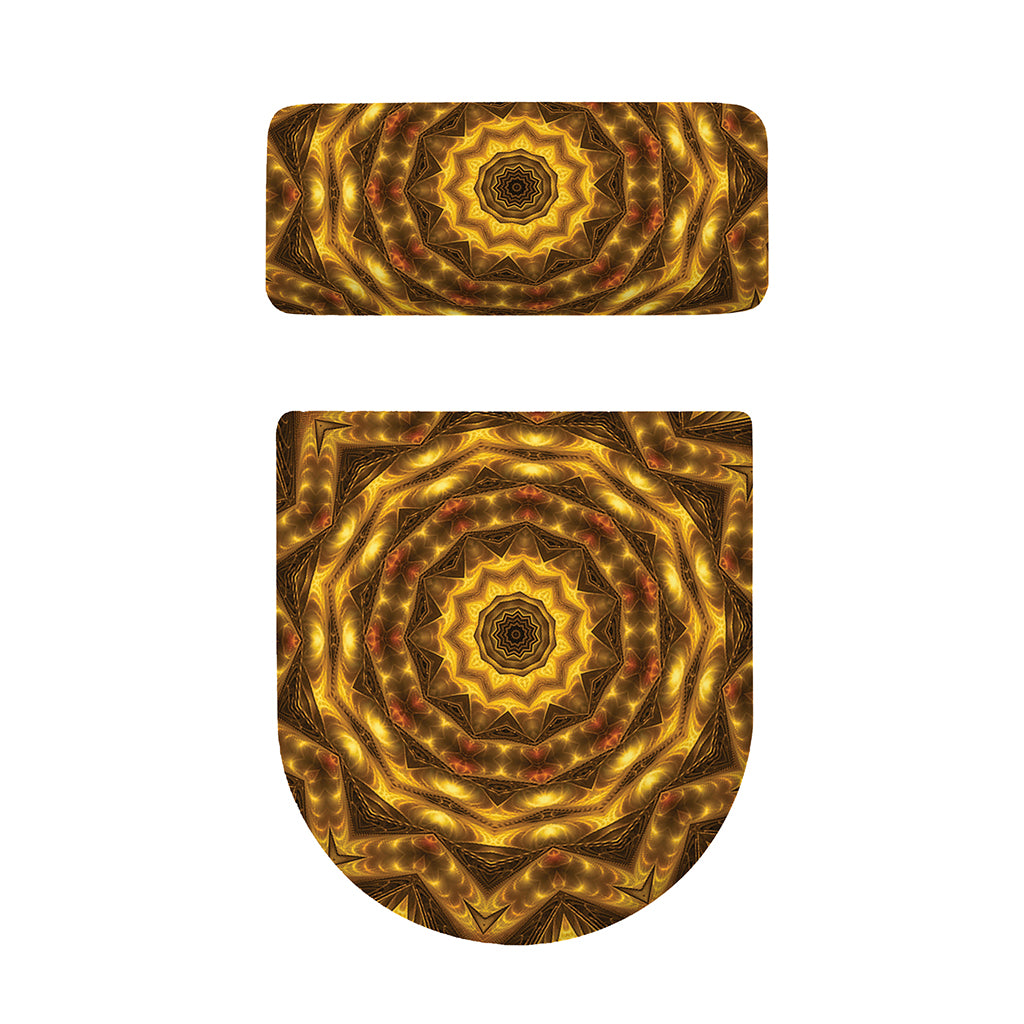 Golden Kaleidoscope Print Toilet Lid And Tank Cover Set