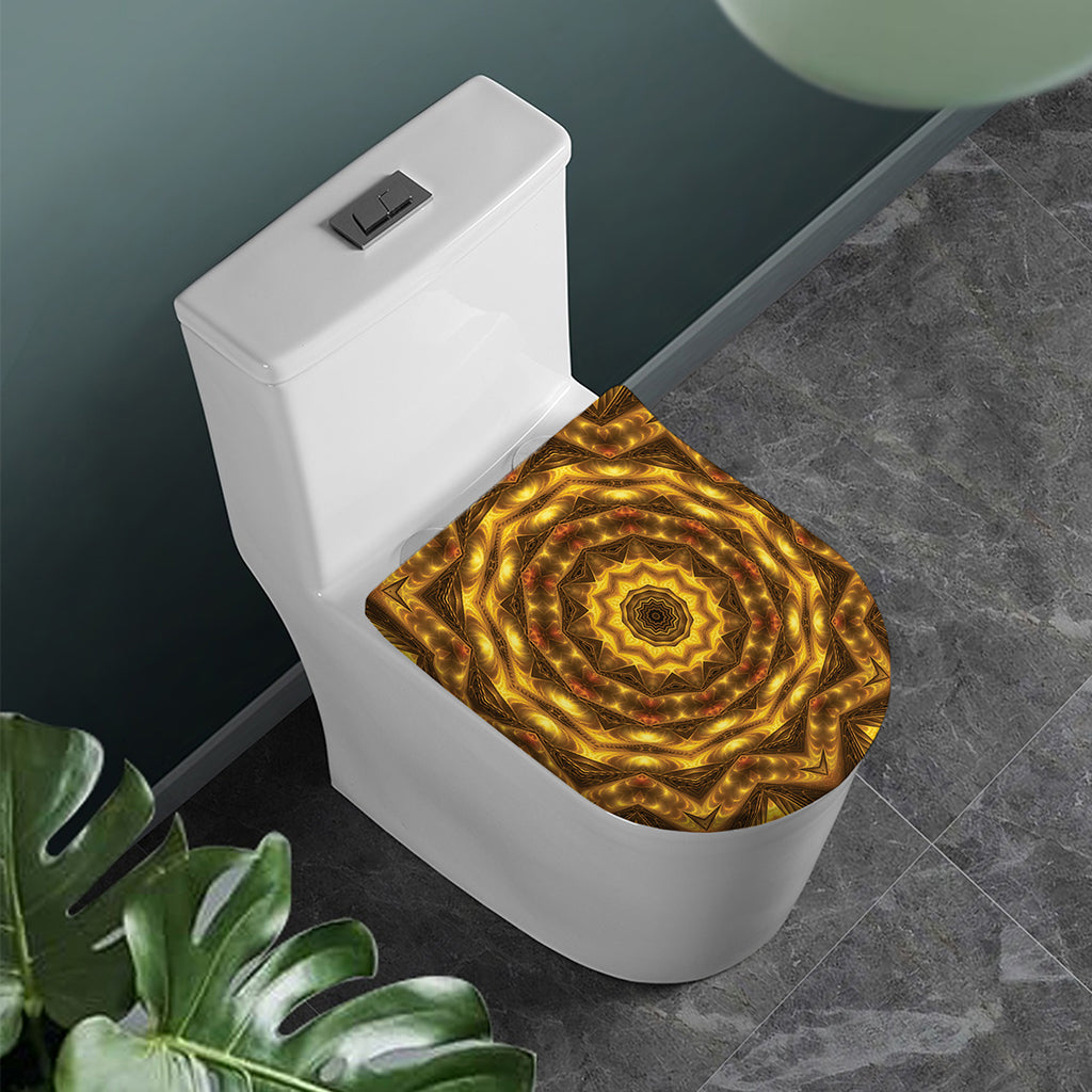 Golden Kaleidoscope Print Toilet Lid Cover