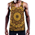 Golden Kaleidoscope Print Men's Workout Tank Top