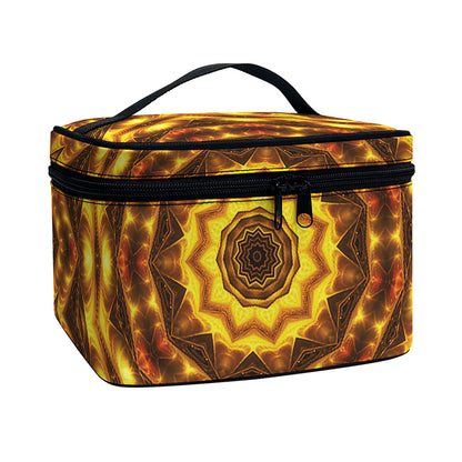 Golden Kaleidoscope Print Travel Makeup Bag