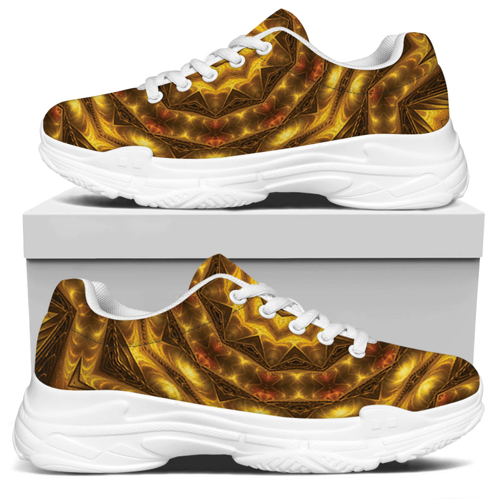 Golden Kaleidoscope Print White Chunky Shoes