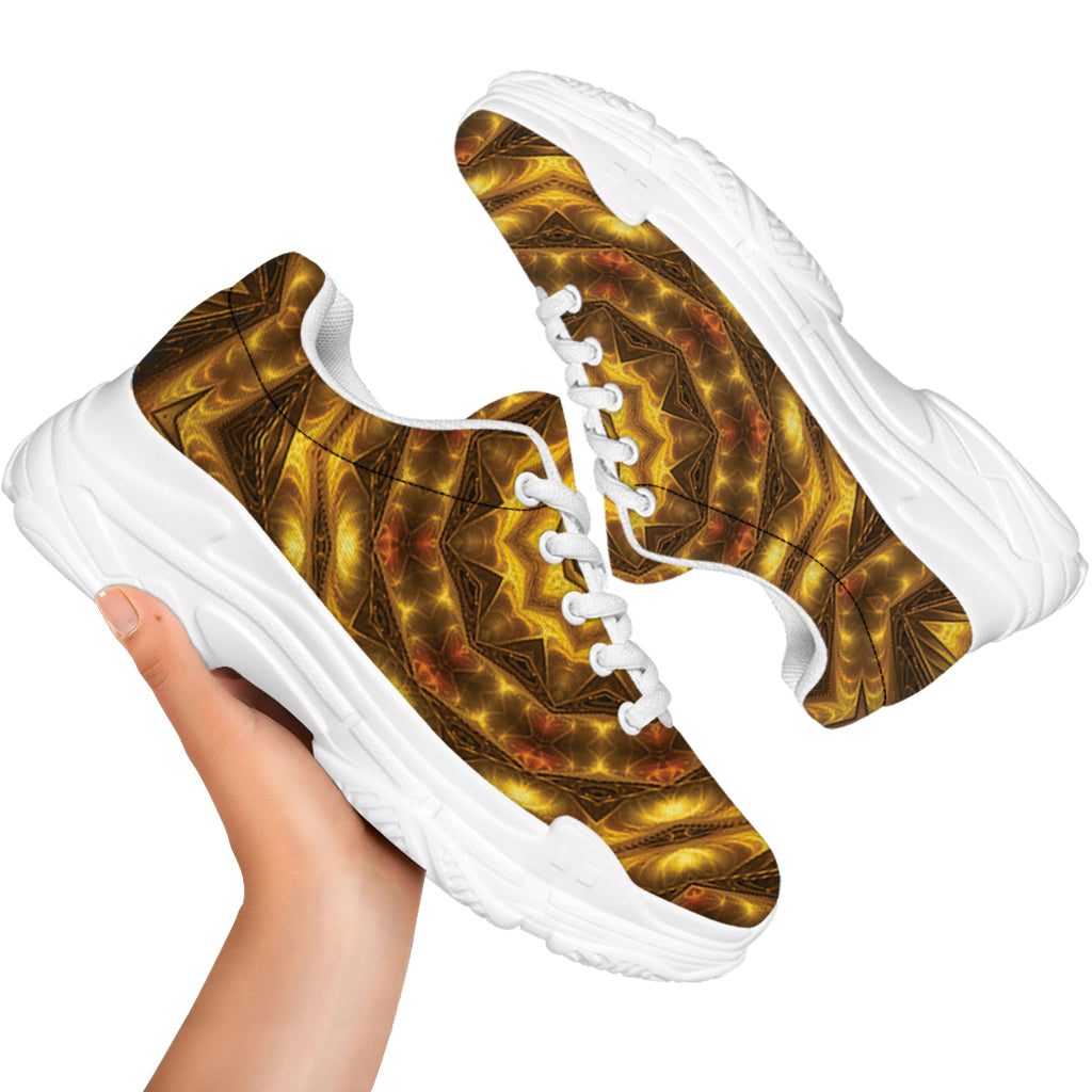 Golden Kaleidoscope Print White Chunky Shoes