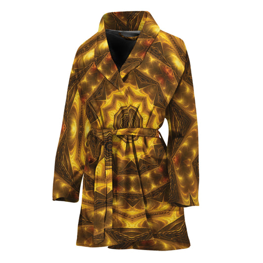 Golden Kaleidoscope Print Women's Bathrobe
