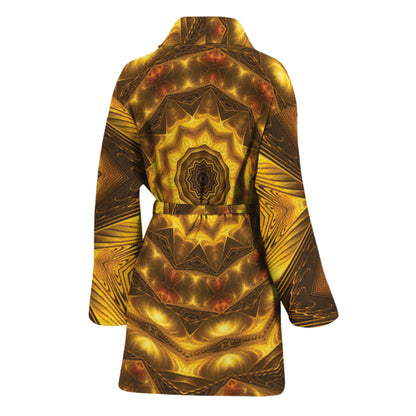 Golden Kaleidoscope Print Women's Bathrobe
