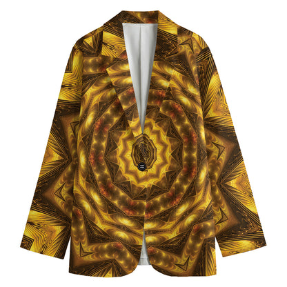 Golden Kaleidoscope Print Women's Blazer