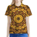 Golden Kaleidoscope Print Women's Polo Shirt