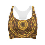 Golden Kaleidoscope Print Women's Sports Bra