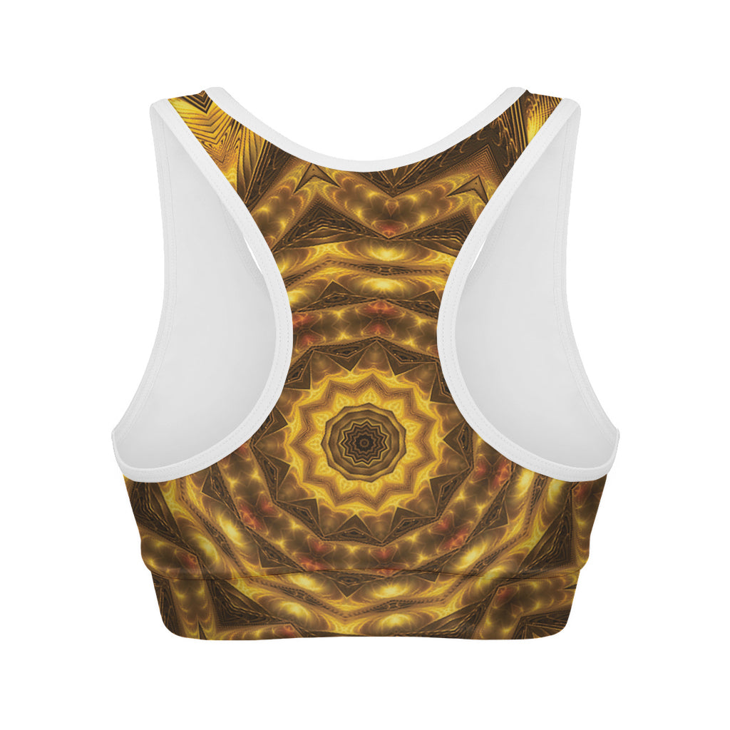 Golden Kaleidoscope Print Women's Sports Bra
