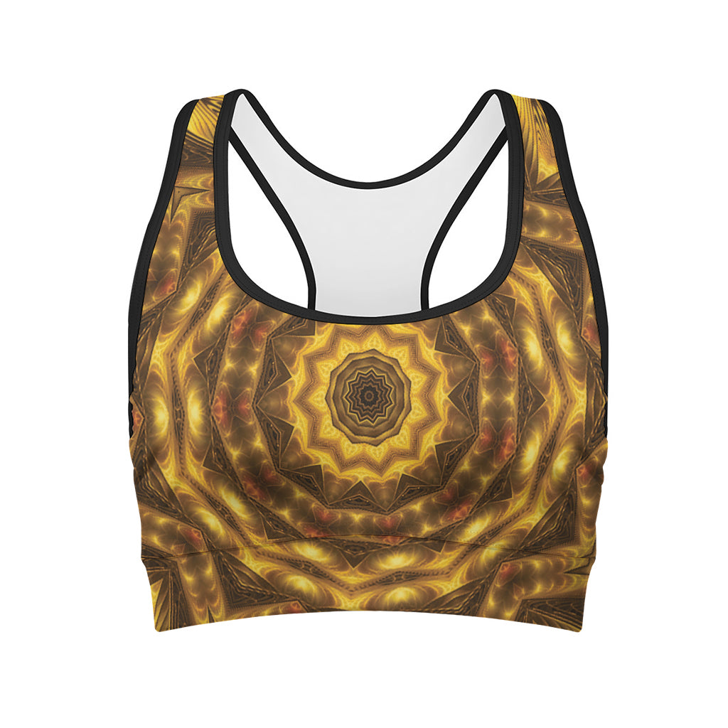 Golden Kaleidoscope Print Women's Sports Bra