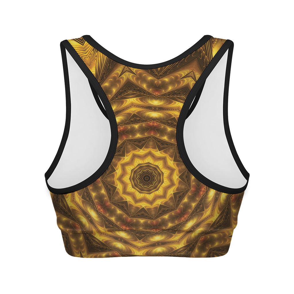 Golden Kaleidoscope Print Women's Sports Bra