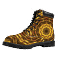 Golden Kaleidoscope Print Padded Collar Lace Up Boots