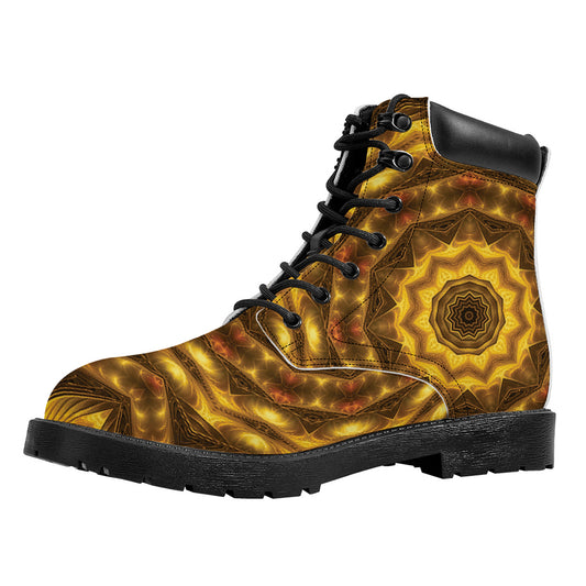 Golden Kaleidoscope Print Work Boots