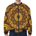 Golden Kaleidoscope Print Zip Sleeve Bomber Jacket