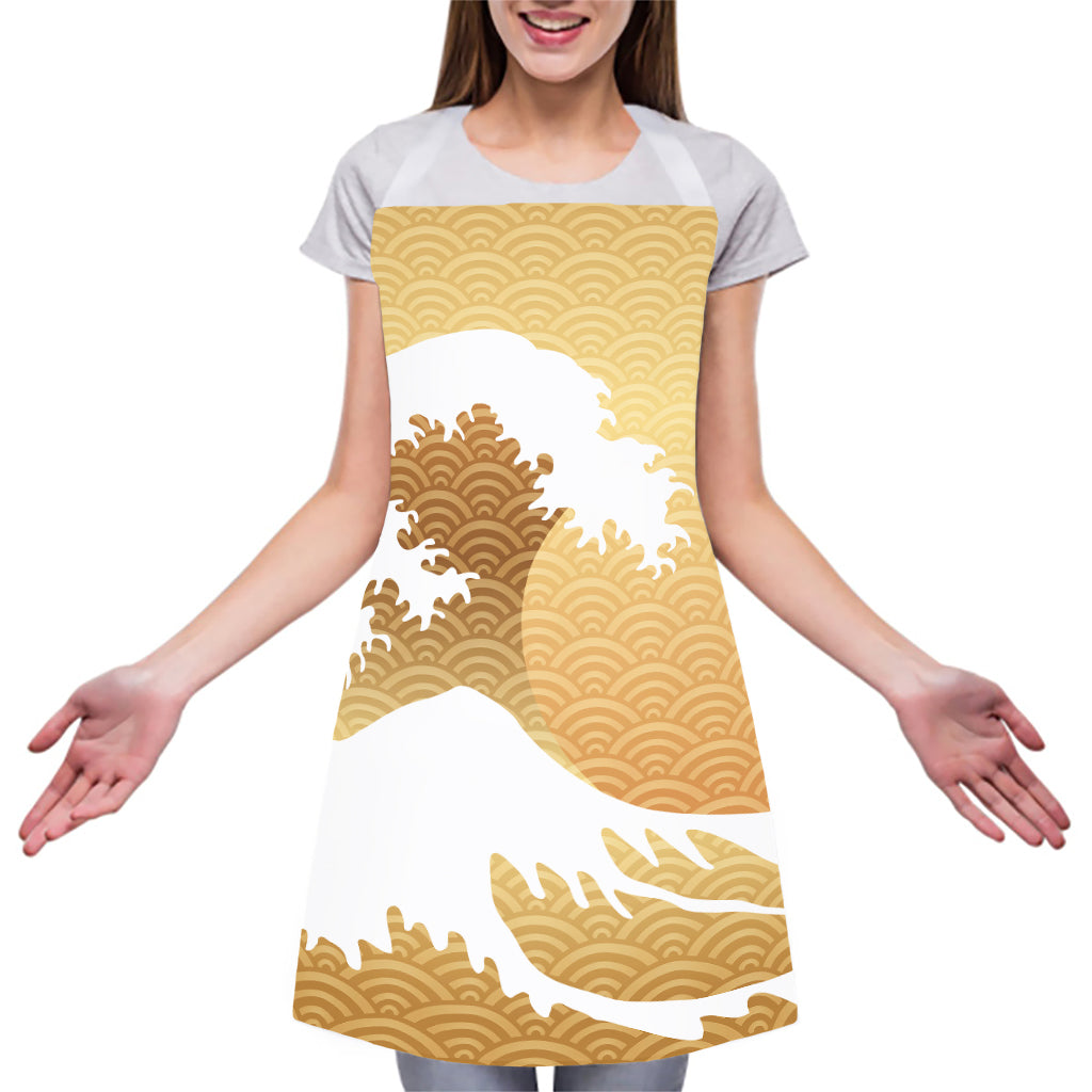 Golden Kanagawa Wave Print Adjustable Apron