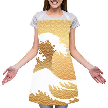 Golden Kanagawa Wave Print Adjustable Apron