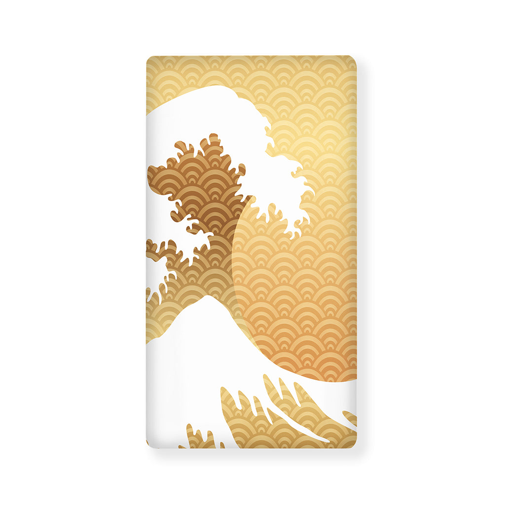 Golden Kanagawa Wave Print Baby Crib Sheet