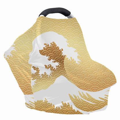 Golden Kanagawa Wave Print Baby Seat Cover