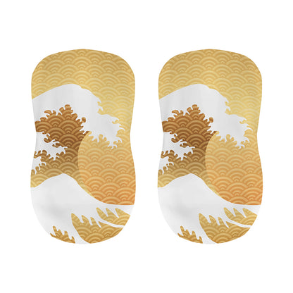 Golden Kanagawa Wave Print Bar Stool Covers