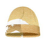 Golden Kanagawa Wave Print Beanie