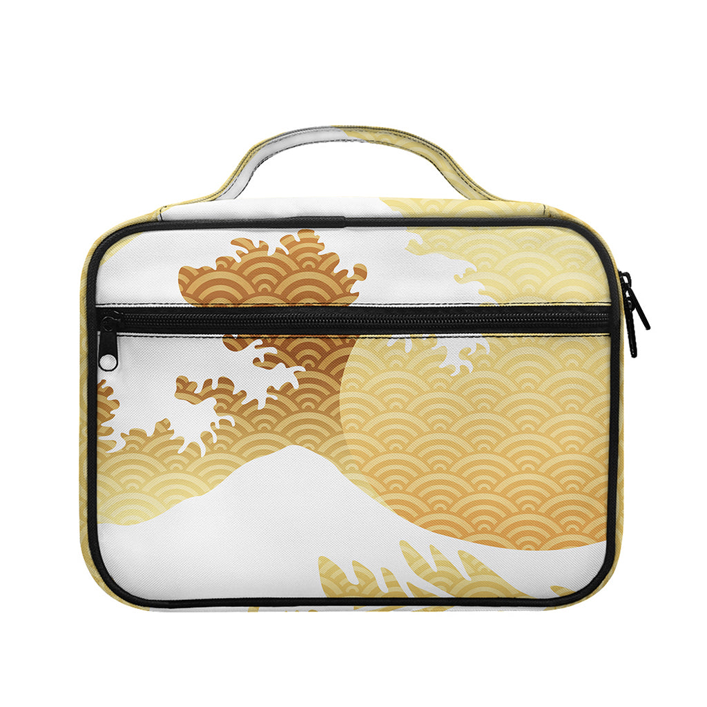 Golden Kanagawa Wave Print Briefcase Bible Bag