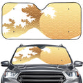 Golden Kanagawa Wave Print Car Windshield Sun Shade