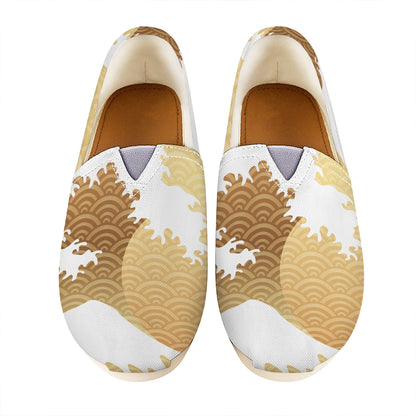 Golden Kanagawa Wave Print Casual Shoes