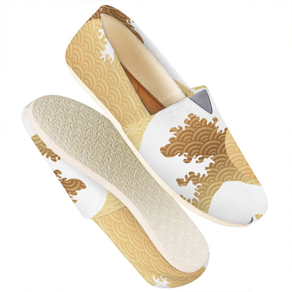 Golden Kanagawa Wave Print Casual Shoes