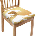 Golden Kanagawa Wave Print Chair Cushion Cover
