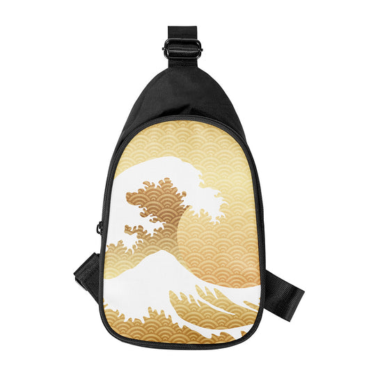 Golden Kanagawa Wave Print Chest Bag