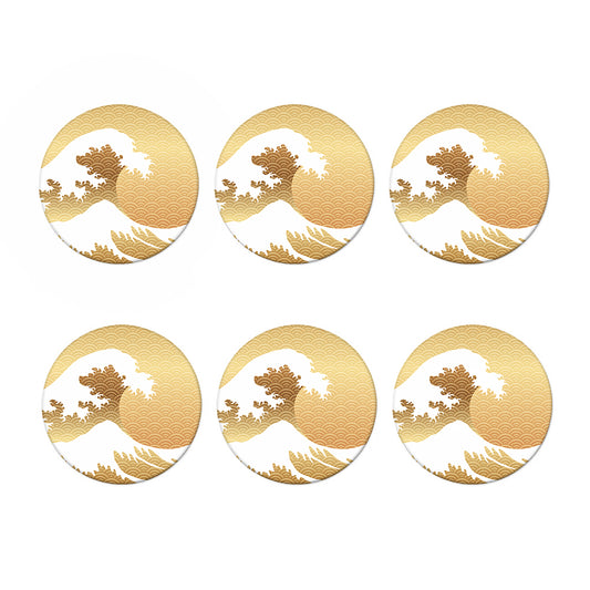 Golden Kanagawa Wave Print Coaster Set