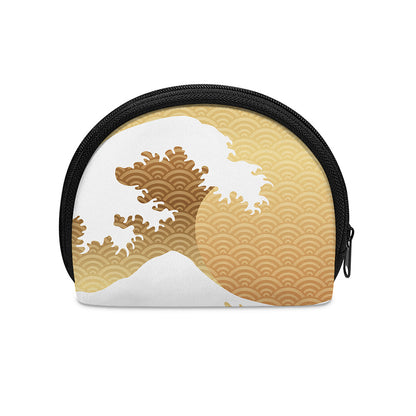 Golden Kanagawa Wave Print Coin Purse