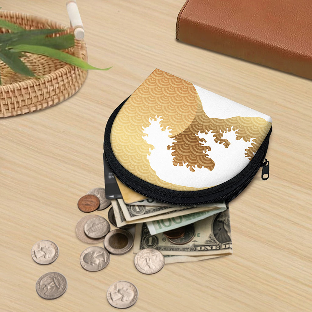Golden Kanagawa Wave Print Coin Purse