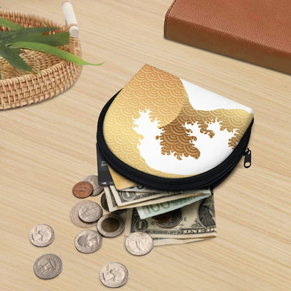 Golden Kanagawa Wave Print Coin Purse