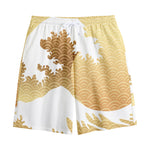 Golden Kanagawa Wave Print Cotton Shorts