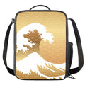 Golden Kanagawa Wave Print Crossbody Lunch Bag