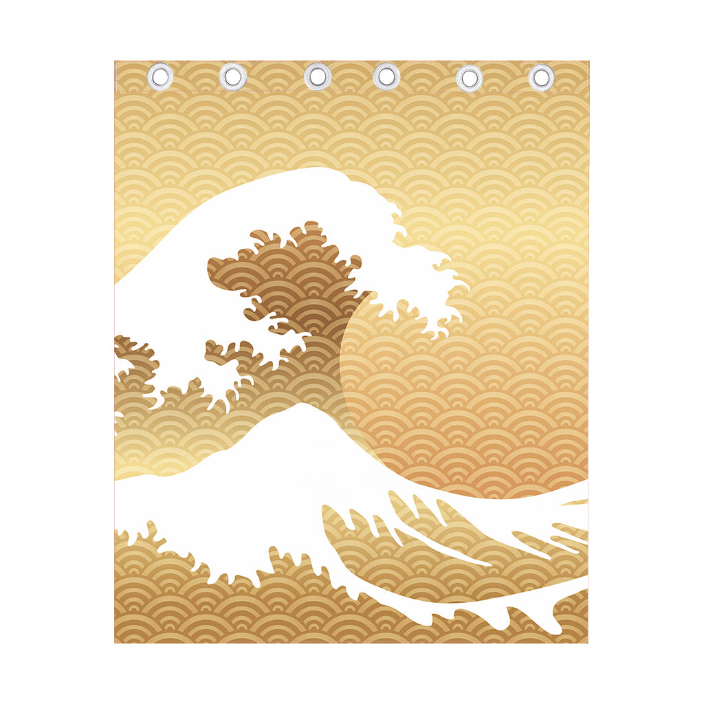 Golden Kanagawa Wave Print Curtain