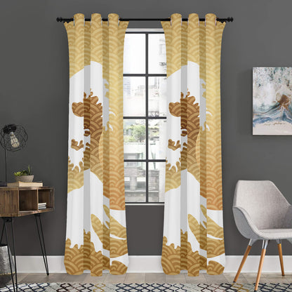 Golden Kanagawa Wave Print Curtain