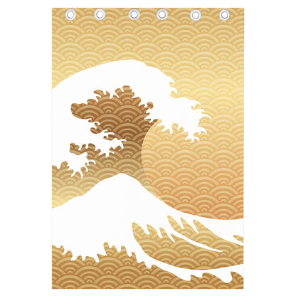 Golden Kanagawa Wave Print Curtain