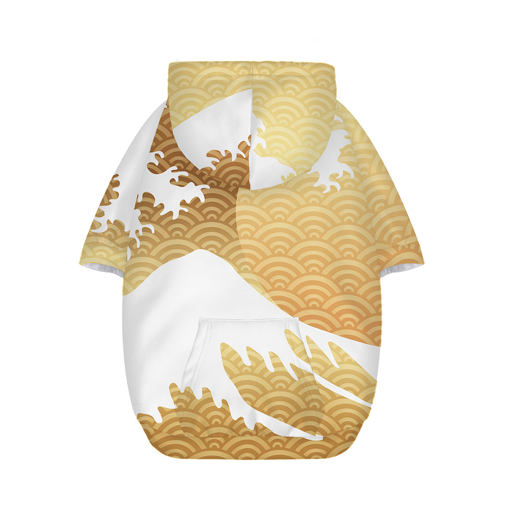 Golden Kanagawa Wave Print Dog Zip Up Hoodie