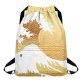 Golden Kanagawa Wave Print Drawstring Backpack