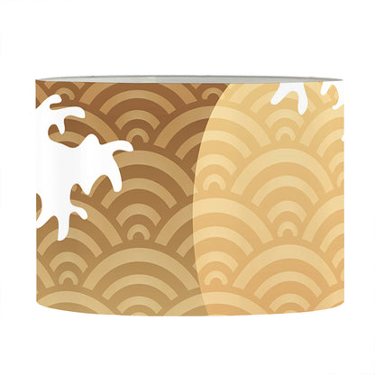 Golden Kanagawa Wave Print Drum Lamp Shade