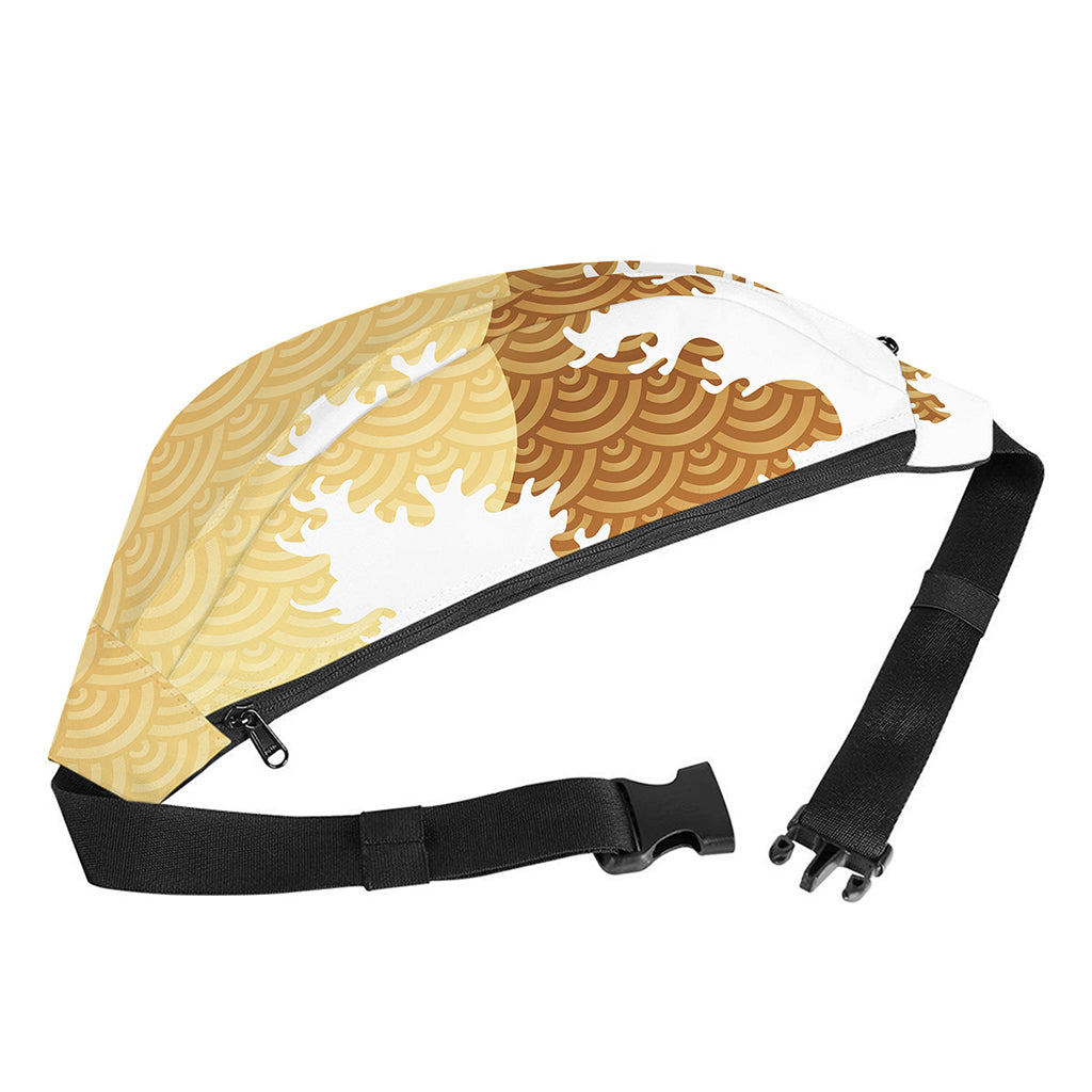 Golden Kanagawa Wave Print Fanny Pack