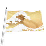 Golden Kanagawa Wave Print Flag