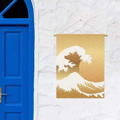 Golden Kanagawa Wave Print Garden Flag