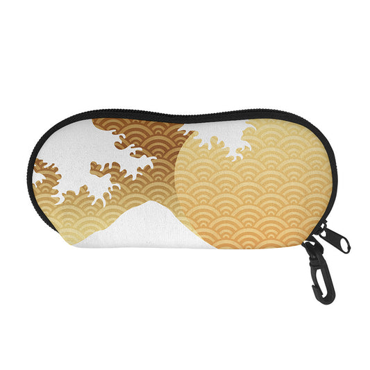 Golden Kanagawa Wave Print Glasses Case