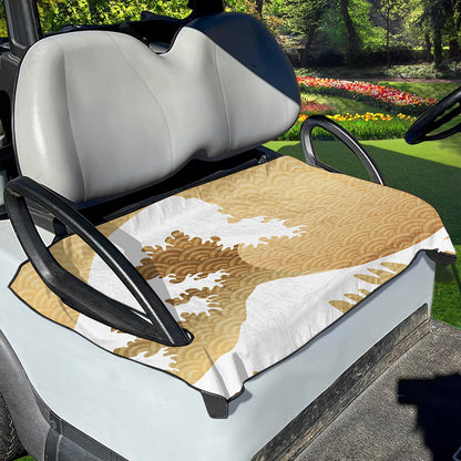 Golden Kanagawa Wave Print Golf Cart Seat Cover
